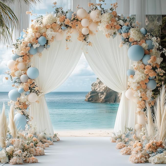 Ivory Backdrop Curtain for Wedding Parties Backdrop Drapes 10x10FT | Wrinkle Free Polyester Curtain Backdrop Ivory Draping Fabric for Backdrop Photoshoot Birthday Party Background,2 Panel 5x10FT - Image 6