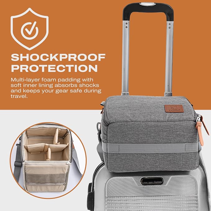 Camera Bag for Digital DSLR SLR, Protection, Waterproof Mirrorless Small Camera Bag, Camera Lens Case, Travel Organizer Camera Insert for Backpack, Gray Color - Image 6