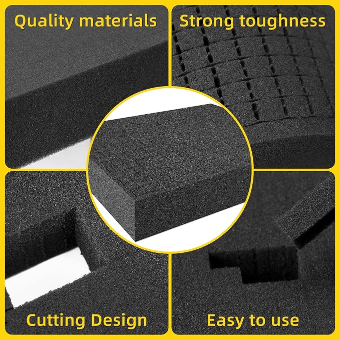 4 Pcs Pick Apart Foam Insert, 2 Size Pre Cube Sheet Foams with Bottom Use | 12 Inch Length Tool Box Foam, Elastic Packing Foams for Board Game Box Cases Storage Drawer - Image 3