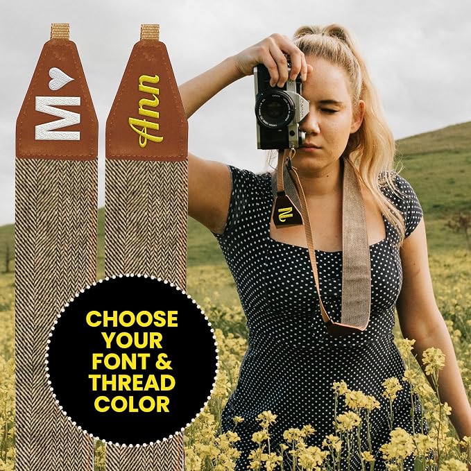 Art Tribute Camera Strap Personalized With Name - Shoulder, Crossbody & Neck Camera Strap for Photographers, Fits All Cameras, Canon Nikon Sony Fujifilm, Padded Strap W/Quick Release & Leather Ends - Image 3