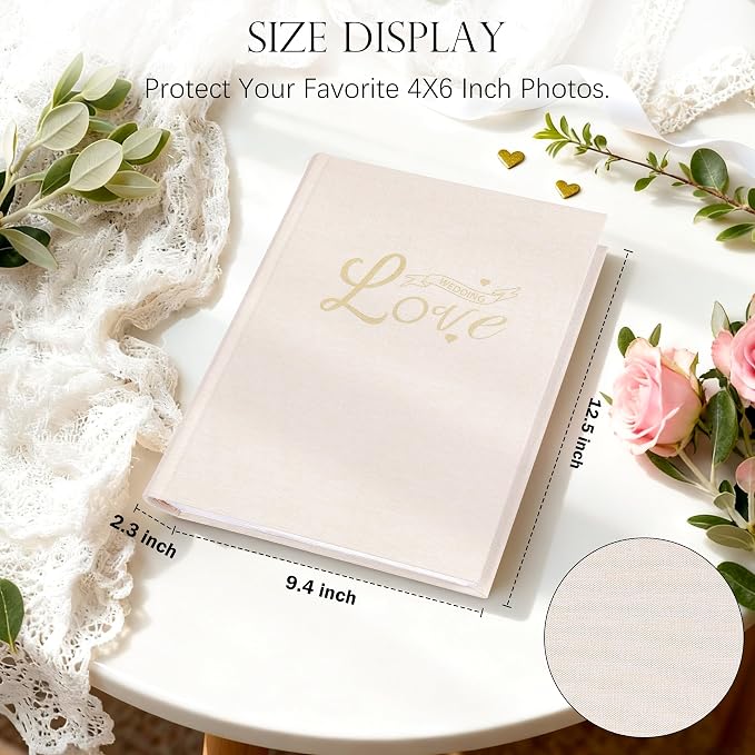 Photo Album 4x6 Wedding with Writing Space for 450 Photos Linen Cover Hardcover Horizontal, 4 x 6 Photo Album Picture Book for Kids Travel Family Baby Pictures Beige - Image 6