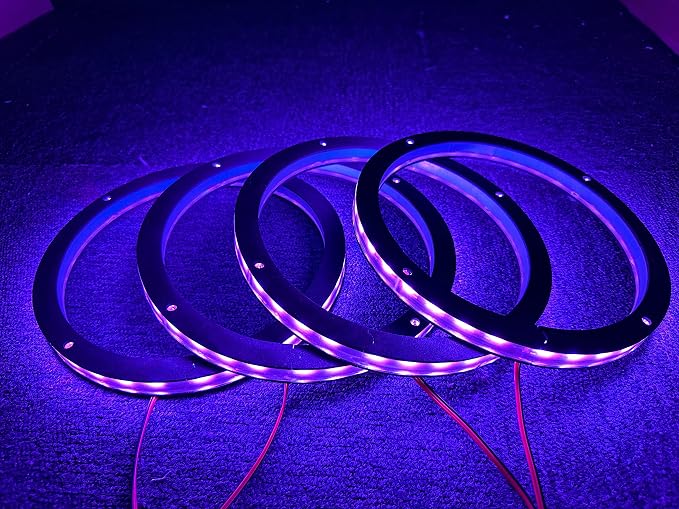 4PCS 6.5" RGB Multiple Changing Car LED Speaker Ring Light Kit Colors Shift Coxial Lights Spacer Ring Light Bluetooth App & Remote Control - Image 3