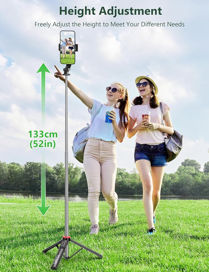 52" Selfie Stick Tripod with Remote, 3 in 1 Portable Selfie Stick & Phone Tripod Stand with Phone Holder, Cell Phone Tripod for Group Selfies/Live Streaming/Video Recording, for iPhone/Android - Image 5