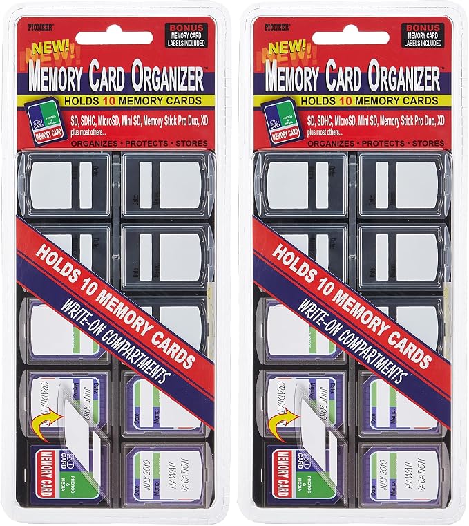 Pioneer 10 Compartment Memory Card Organizer (Pack of 2) by PioneerPhotoAlbums