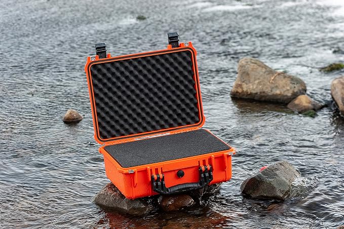MEIJIA All Weather IP67 Waterproof Hard Camera Case,Hard Protective Case,Hard Case with Customizable Foam,Fit Use of Drones,Camera,Equipments,Pistols(Orange,15.98x12.99x6.85inches) - Image 7