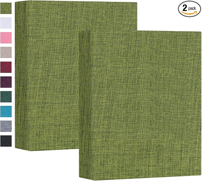 Mublalbum 2 Pack Small 4x6 Photo Album, 52 Pockets, Linen Cover,Green | Linen Cover, Portable Mini Picture Book, Holds 52 Vertical Pockets for Artwork Postcards, Picture Storage by Mublalbum