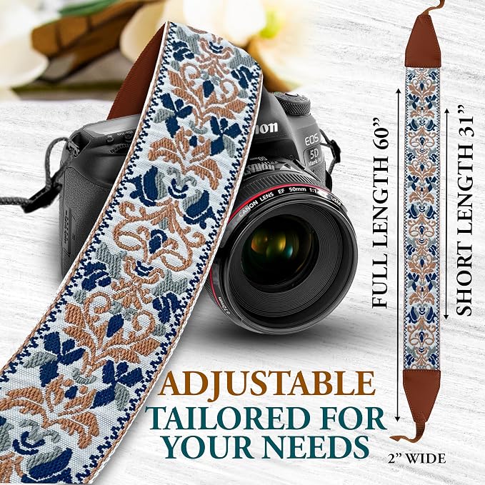 Art Tribute Custom Camera Strap Retro Gold - Add Your Text and We Make It Especially For You Get Your Own Personalized Gift Camera Strap, No Shipping Cost! - Image 2