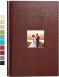 potricher Small Photo Album 4x6 300 Photos, Leather Cover, Brown | Leather 4x6 Picture Album with 300 Horizontal Pockets, Photo Book for Family, Wedding, Anniversary, and Baby by potricher