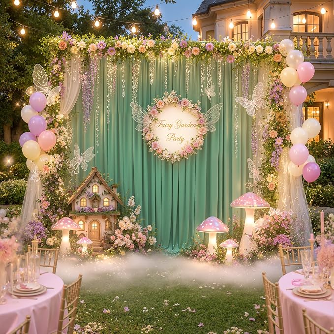 50x12 ft Sage Green Backdrop Curtains for Weddings, Birthdays and Photos | 10 Panels 5x12 ft, Wrinkle-Free Polyester Drapes, Washable, Ironable, 4 in Rod Pocket for Baby Showers Photography Background - Image 4