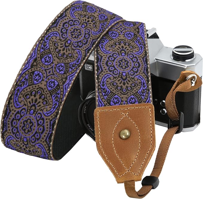 Padwa Lifestyle 2" Wide Classic Crazy Horse Art Cowhide Head Cotton Camera Straps for Photographers by PadwaLifestyleCameraStrap