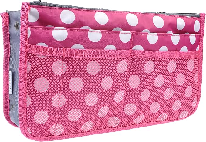 Vercord Purse Organizer Insert for Handbags Bag Organizers Inside Tote Pocketbook Women Nurse Nylon 13 Pockets Rose Dot Medium by Vercord