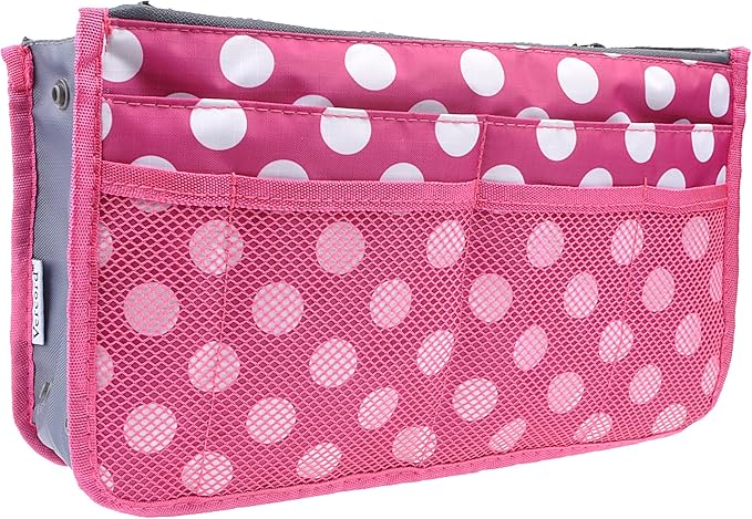 Vercord Purse Organizer Insert for Handbags Bag Organizers Inside Tote Pocketbook Women Nurse Nylon 13 Pockets Rose Dot Small by Vercord