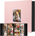 Aevdor Large Capacity 4x6 Photo Album, 1000 Photos, Linen Cover, Pink | 3 Horizontal + 2 Vertical per Side, Acid-Free Black Inner Pages, Front Display Window, Family, Wedding & Everyday Photos by Aevdor