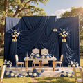 50ftx10ft Wrinkle Free Navy Blue Backdrop Curtains for Party Background, 10 Panels 5x10ft Silky Polyester Photo Backdrop Drapes Back Drop Cloth for Wedding Birthday Photography Baby Shower Decor by CO-AVE