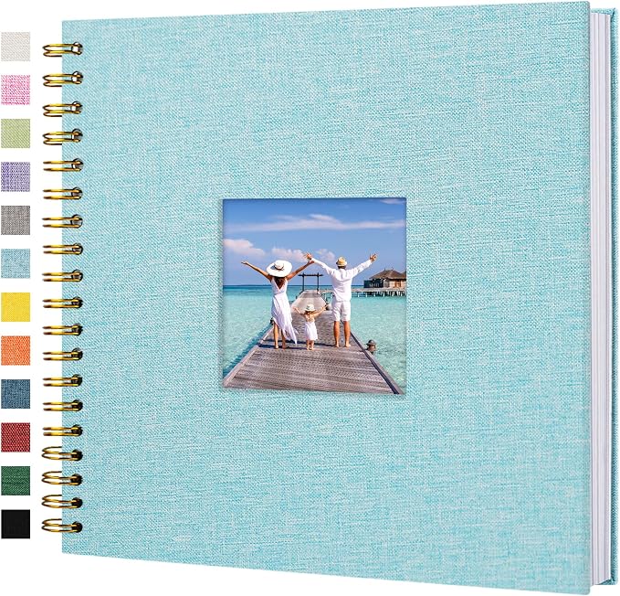 10"x10" Scrapbook Photo Album Linen Cover 40 Sheets 80 Pages White Paper | Blue Hardcover Kraft White Pages Memory Book, for Travel Wedding Guest Book Christmas Baby Fits 4x6 & Instant Photos by Hiwhy