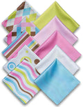 10 Pack Cute Geo-Design Multicolor Microfiber Cleaning Cloths for Cleaning Lenses, Eyeglasses, Sunglasses and Cell Phone, Beautifully Designed in Pastel Colors Blue, Pink, Green and White Cloth Wipes. by ShowyourglassessomeLove