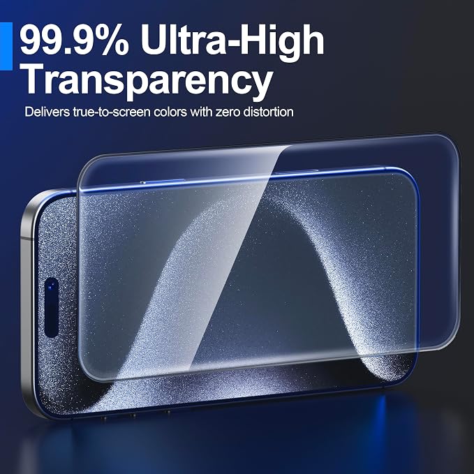 Ailun Screen Protector + Camera Lens Protector for iPhone 15 Pro Max | 3+3 Pack, 6.7 inch, Installation Frame, Case Friendly, Tempered Glass, Sensor Protection - Image 3