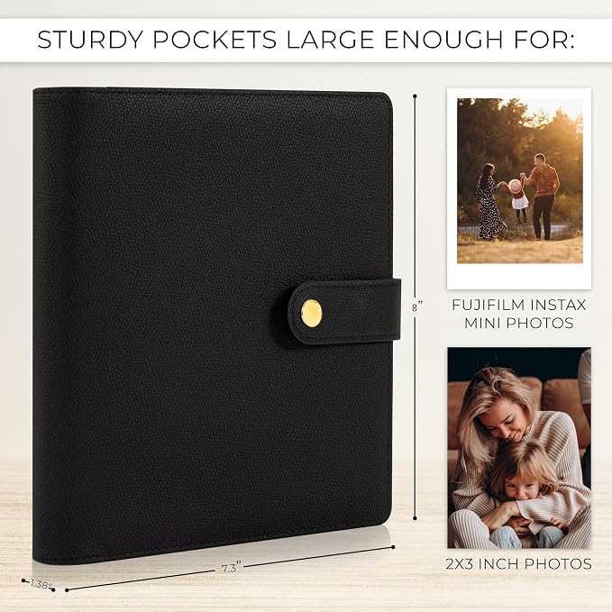 Beautiful Photo Album for 2x3 in Polaroid Photos - Instax Mini Compatible | Safely Holds Your 300+ Pictures of Unique Memories - The Perfect Book to Store Pictures or Trading Collection Cards - Image 7