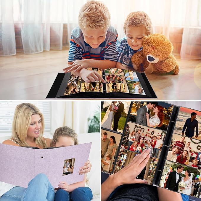 Extra Large Capacity 4x6 Photo Album, Holds 1000 Photos, Purple | Linen Hardcover, Horizontal & Vertical 4x6 Pockets, Removable Acid-Free Pages, Front Display Window, Family, Wedding & Travel - Image 8