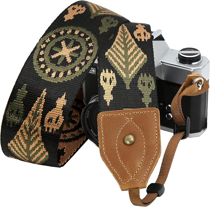 Padwa Lifestyle 2" Wide Classic Crazy Horse Art Cowhide Head Cotton Camera Straps for Photographers by PadwaLifestyleCameraStrap