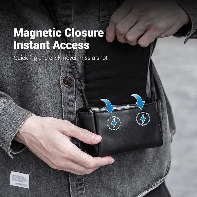 KIWIFOTOS PU Leather Camera Case for Fuji X100VI X100F PowerShot V1 | without strap, Fits for X100VI/X-E5+23/27mm lens & PowerShot V1. Soft magnetic flap, rear zipper pocket - Image 3