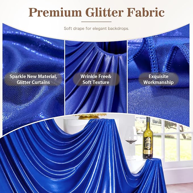 20ft x 10ft Red Royal Blue Sequin Backdrop Curtain for Parties, Wrinkle Free Glitter Photo Backdrop Drapes 4 Panels 5x10ft Back Drop Cloth for Wedding Photography Background - Image 6