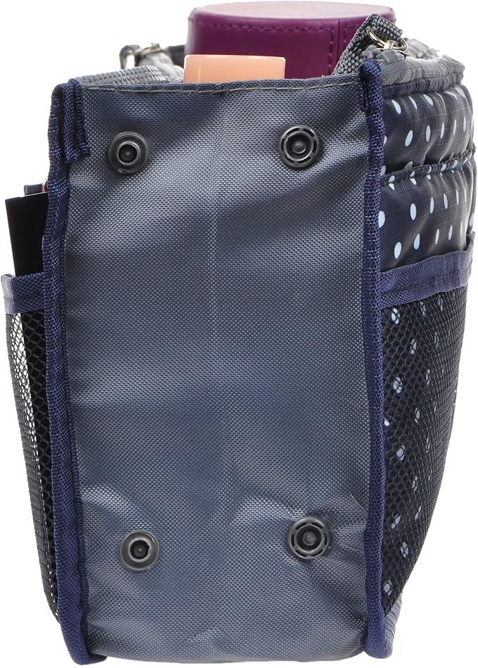 Vercord Purse Organizer Insert for Handbags Bag Organizers Inside Tote Pocketbook Women Nurse Nylon 13 Pockets Navy Blue Dot Medium - Image 4