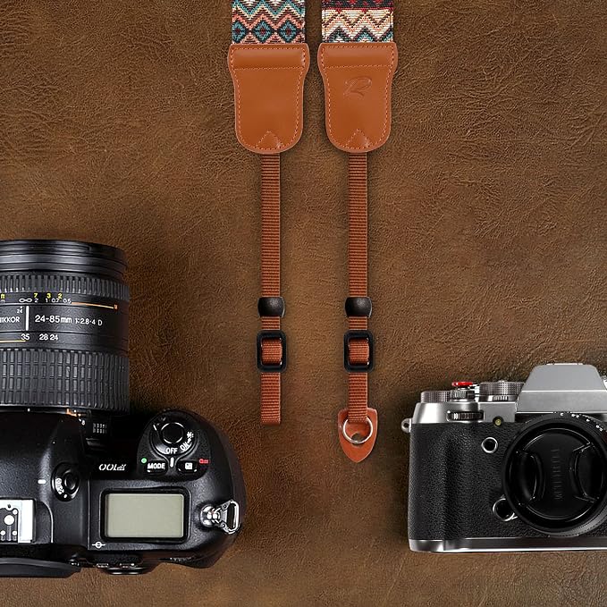 Padwa Lifestyle Camera Strap - 2" Cowhide Head Camera Straps for Photographers,Vintage Jacquard Embroidery Woven Cotton Adjustable Shoulder Neck Straps for Cameras,Binoculars（Cool Ethnic Style Brown） - Image 6