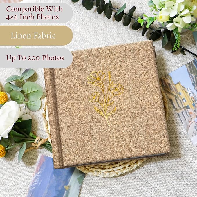 Holoary Photo Album 4x6 200 Photos, 200 Pockets 4”x6” Picture Album, Linen Fabric Cover Big Picture Book for Photos with Writing Area, 4x6 Photo Albums for Family Weddings Travel Memories(Khaki) - Image 6