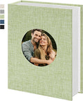Vienrose Photo Album 4x6 Photos 100 Pockets Linen Cover Slip-in Photo Book with Round Window for Wedding, Vacation Memories, Personalized Picture Organizer, Green by Vienrose