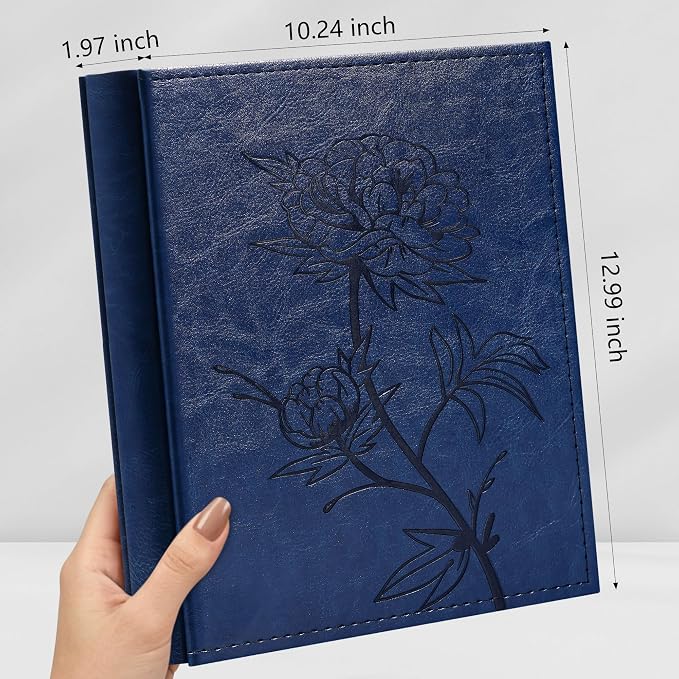 Vienrose 4x6 Photo Album Holds 400 Photos Vegan Leather Beige | Vertical pockets, Dark Blue, Large capacity, Family Wedding Baby Travel - Image 2