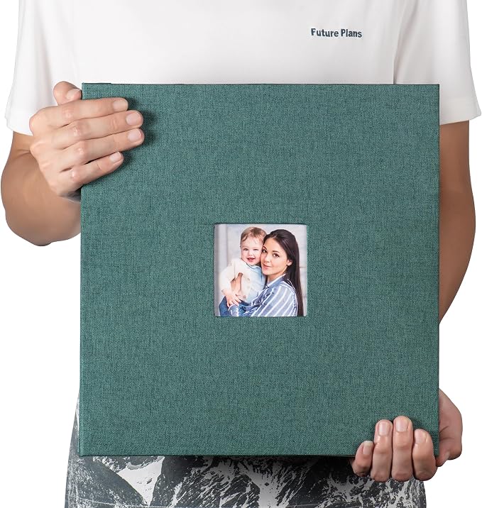 HoneyTolly Large Photo Album Self Adhesive, DIY Scrapbook Album for 600 Photos, 13"x12.6" 120 Pages Linen Cover Memory Book(Dark Green) - Image 7