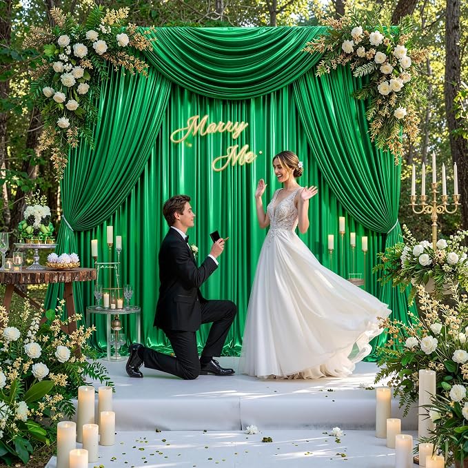 20x10FT Green Sequin Backdrop Curtain for Party - 4 Panels 5x10FT Wrinkle-Free Shimmer Drapes for Birthday, Wedding, Christmas, Decorations & Photography - Image 2