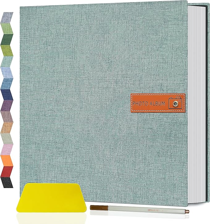 Popotop Large Photo Album Self Adhesive 4x6 5x7 8x10 Scrapbook Album DIY Picture Book,Gifts for Mom,Family Baby and Wedding,with Metal Pen and Plastic Board by Popotop
