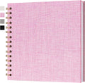 8x8 Inch Scrapbook DIY Photo Album, 20 Sheets (40 Pages), Pink | Linen Hardcover, Lay Flat Customizable, Memory for Wedding Guest Book, Family Travel, Polaroid Storage by Hiwhy