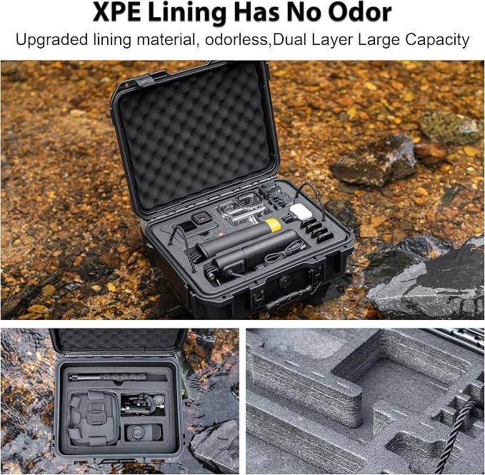 Carrying Organizer Case For Gopro Hero 13/12/11/10 Lit Hero Accessories | Hard Creator Edition Odorless for Media Mod/Volta/Chest Mount/ Waterproof Travel Storage Cases 12.4*4.7*10.4inch - Image 5