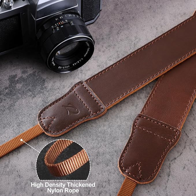 Padwa Lifestyle Coffee Leather Camera Strap - 1.5" Soft Full Grain Cowhide Camera Straps for Photographers, Soft Suede Fabric Padded Leather Strap with Quick Release fits All Cameras - Image 5