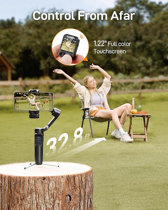 hohem iSteady V3 Ultra 3-Axis Gimbal Stabilizer for iPhone & Android | AI Live Feed Monitoring, AI Auto Tracking, Touchscreen Remote, iSteady 9.0 Anti-Shake, 8" Rod, Tripod, Fill Light, 9H Battery - Image 3