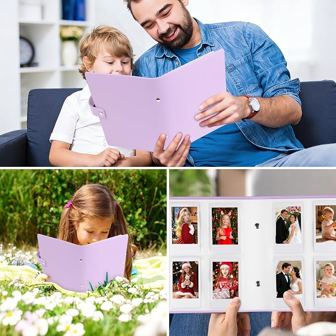 Ruibytree 320 Pockets Album for Instax Mini & Polaroid 2x3" Pictures Purple | Gift-Ready Packaging, PU Leather Cover, Acid-Free Pages, Side-Loading Clear Pockets, Durable Binding, Easy Photo Viewing - Image 3