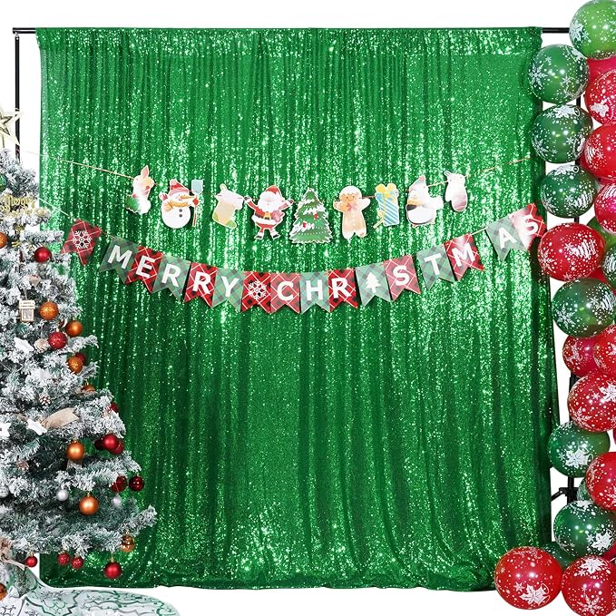 Poise3EHome Green Sequin Backdrop Curtain, 10Ft x 10Ft Green Glitter Backdrop Curtains, Sequence Xmas Thanksgiving Backdrop Drapes for Wedding Party Festival Decor - Image 9