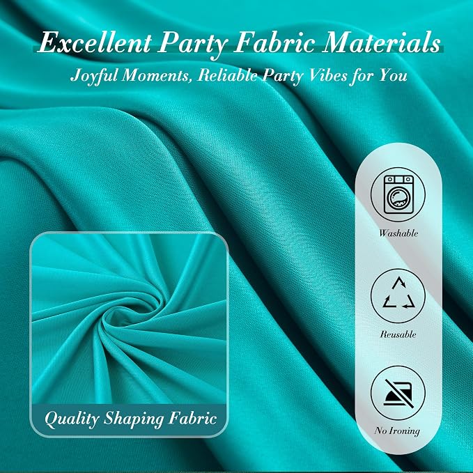 10 ft x 40 ft WWrinkle Free Turquoise Backdrop Curtain for Parties, Thick Polyester Teal Photo Backdrop Drapes,8 Panels 5ft x 10ft for Baby Shower Wedding Engagement Birthday Mermaid Party - Image 4