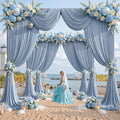 10 ft x 10 ft Wrinkle Free Dusty Blue Backdrop Curtain for Parties, 2 Panels 10ft Polyester Dusty Blue Photo Backdrop Drapes for Graduation Birthday Wedding Party Stage Curtains by Outpain