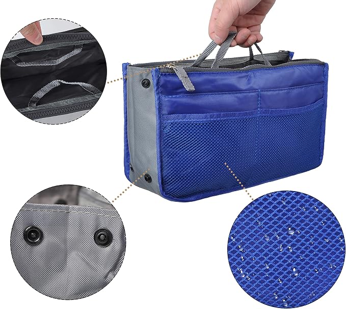 Vercord Purse Organizer Insert for Handbags Bag Organizers Inside Tote Pocketbook Women Nurse Nylon 13 Pockets Royal Blue Medium - Image 5
