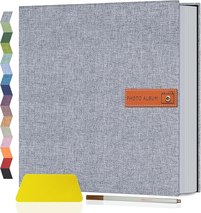 Popotop Large Photo Album Self Adhesive 4x6 5x7 8x10 Scrapbook Album DIY Picture Book,Gifts for Mom,Family Baby and Wedding,with Metal Pen and Plastic Board by Popotop