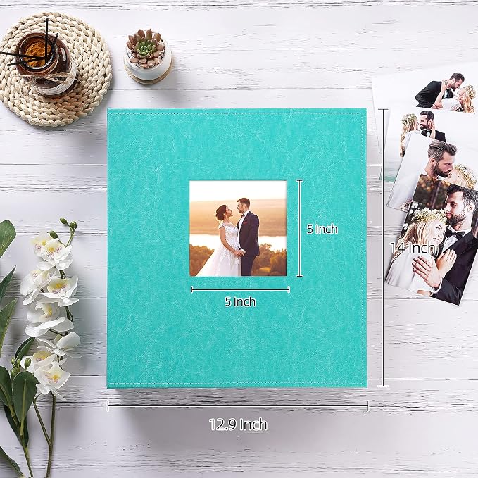 potricher Large Photo Album 4x6 600 Photos, Leather Cover, Teal | Large Capacity Picture Albums with 600 Horizontal and Vertical Pockets, Photo Book for Family, Wedding, Anniversary, Baby - Image 2