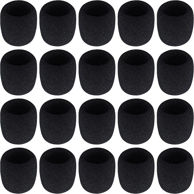Microphone Foam Covers, 20 Pack Thick Handheld Stage Cover Foam Karaoke DJ Microphone Covers Disposable(Black) by Augshy