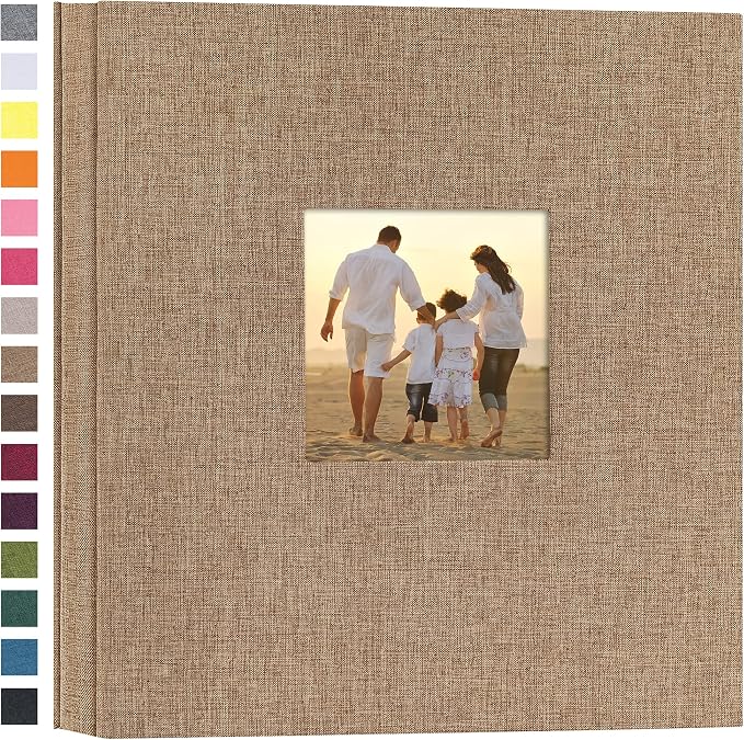potricher Photo Album 4x6 Pictures, 600 Pockets, Linen Cover, Khaki | Linen Cover, Front Window, Large Capacity 4x6 Picture Albums, Photo Book for Family, Wedding, Anniversary, Baby, Keepsake by potricher