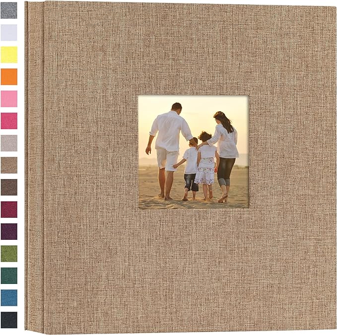 potricher Photo Album 4x6 Pictures, 1000 Pockets, Linen Cover, Khaki | Linen Cover, Front Window, Large Capacity 4x6 Picture Albums, Photo Book for Family, Wedding, Anniversary, Baby, Keepsake by potricher