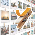 20 Pack Mini Self Adhesive Clips for Pictures - Beige Wood Clip Photo Holders for Wall, Poster Hanger, Photo Cards Hanging Display Board & Picture Boards, Artwork Photos Holders Hangers Room Decor by TOROS