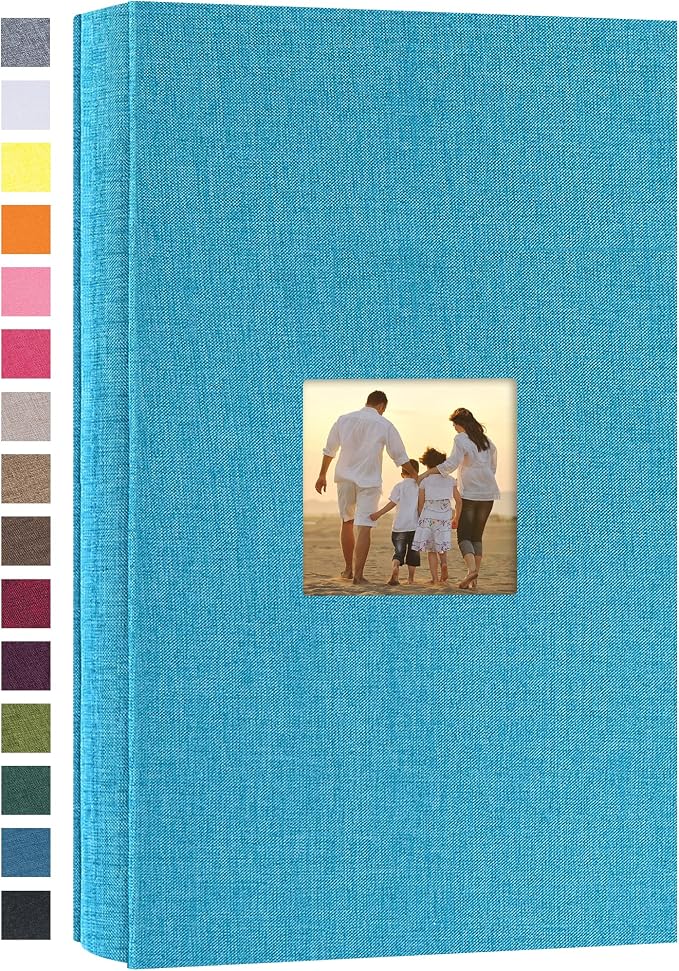 potricher Photo Album 4x6 Pictures, 300 Pockets, Linen Cover, Blue | Linen Cover, Front Window, Large Capacity 4x6 Picture Albums, Photo Book for Family, Wedding, Anniversary, Baby, Keepsake by potricher